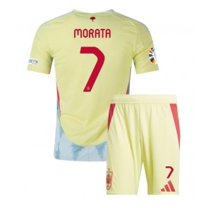 Španělsko Alvaro Morata #7 Dětské Venkovní dres komplet ME 2024 Krátký Rukáv (+ trenýrky)